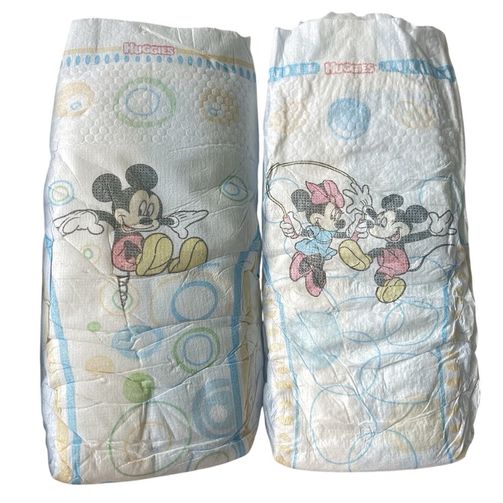 2 Vintage Huggies Snug And Dry Mickey Mouse Minnie Diapers Size 6 2010 Disney